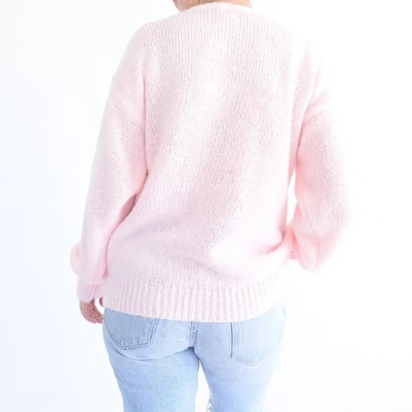 Vintage Contempo Plus Pink Knit Leaves Crewneck Sweater Size 40 - Picture 4 of 15